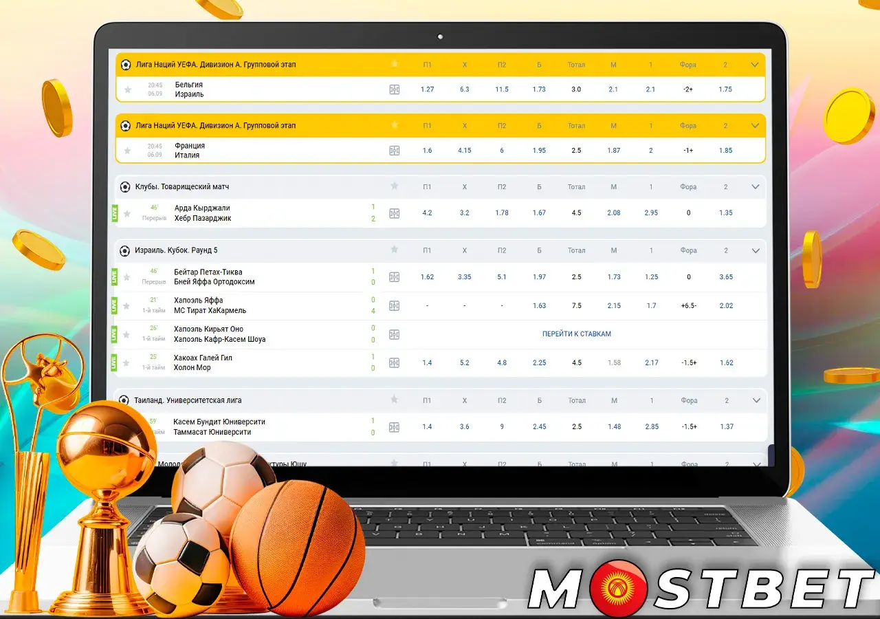 Большое количество ставок с приятными коэффициентами в Mostbet